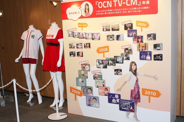 歴代CMのパネルと、相武さんが実際に着用したCM衣装が展示されていた