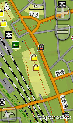 カーナビ用地図と同じシティナビゲーターがプリインストールされているので、市街地でも実用的な地図を表示できる。カーナビ、徒歩ナビとして利用可能だ。 GARMIN Oregon450TC