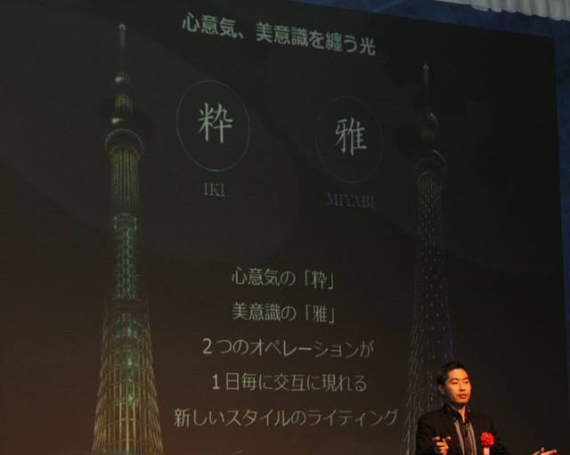 「東京スカイツリーのライティングデザインとCGシミュレーション技術」をテーマに講演する戸恒氏
