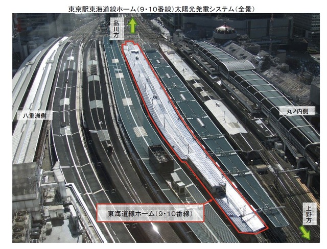 東京駅東海道線ホーム（9・10番線）太陽光発電システム（全景）