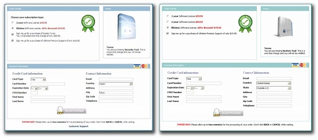 「Security Tool」（左）と「System Tool」の購入画面