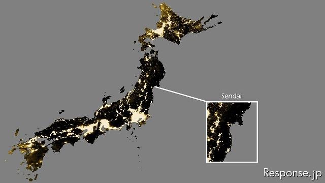 NOAA（アメリカ海洋大気圏局） が宇宙から撮影した夜間の日本列島