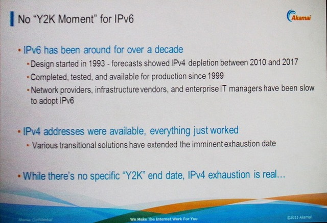 今後10年くらいはIPv4とIPv6の混在環境が続くが、I研究やテストも進んでおり、移行はゆっくり行われるので、Y2Kのようにはならない
