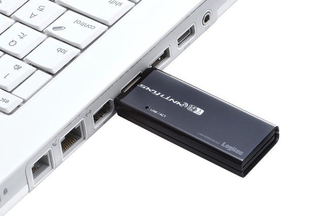 USB無線LANアダプタ「LAN-W300AN/U2」のノートPCへの接続イメージ