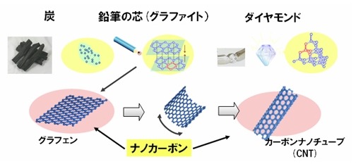 配置を変えた原子の構造ごとに全く性質が異なるカーボン材料