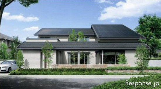 積水ハウスの太陽電池、燃料電池、蓄電池を組み合わせたエコハウス。