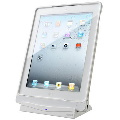 「エアボルテージ for iPad2」（型番：WP-CP10A）ホワイトのiPad 2装着イメージ（iPad 2は別売）
