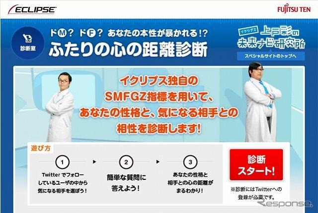 上戸彩のイクリプス未来ナビ研究所 新コンテンツ「ふたりの心の距離診断」