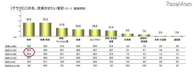 この冬、充実させたい家計（複数回答）