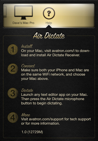 iPhoneで動作するAir Dictate