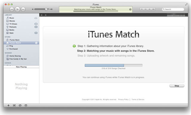 iTunes matchのアップロード画面