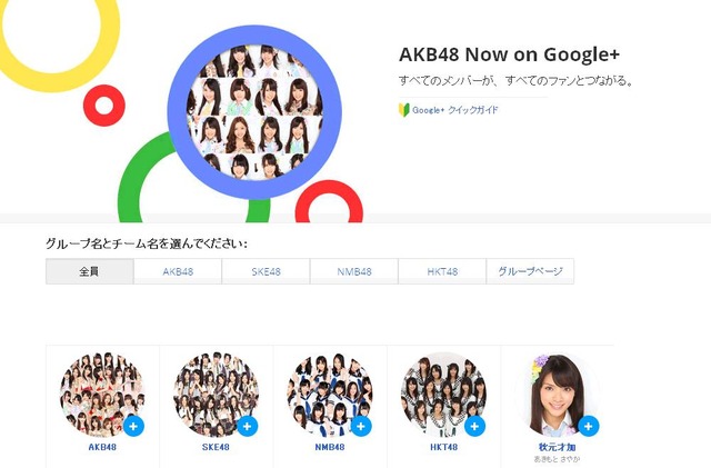 「AKB48 Now on Google＋」ページ