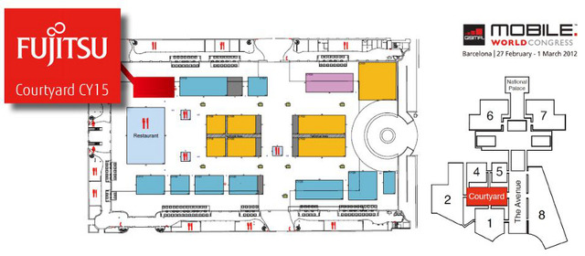 MWC2012会場富士通ブースへのマップ