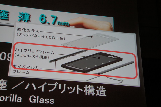 6.7mmハイスペックスマホ「MEDIAS ES N-05D」ハイブリッド構造