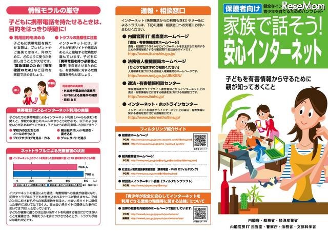 健全なインターネット活用ができる青少年を育てるためのパンフレット（保護者向け）