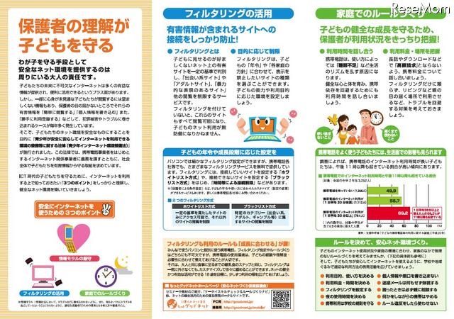 健全なインターネット活用ができる青少年を育てるためのパンフレット（保護者向け）