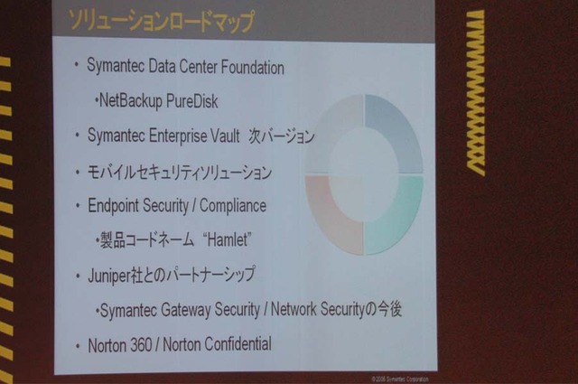 　シマンテックは2日、東京都内のホテルにて「Symantec Vision 2006」を開催した。基調講演には、日本法人社長の木村裕之氏に加え、米本社から会長兼CEOのジョン・トンプソン氏などが顔を揃え、日本市場を重視する姿勢を鮮明にした。