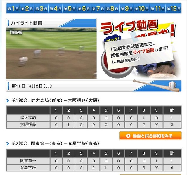 MBS「第84回選抜高校野球大会」HPでは準決勝ダイジェスト映像も配信。明日の決勝もライブ配信される