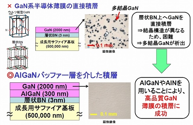 層状BN上への高品質GaN薄膜の積層（技術のポイント）