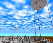 係留型情報気球（InfoBalloon）のあがる街のイメージ（小野里教授のサイトより）