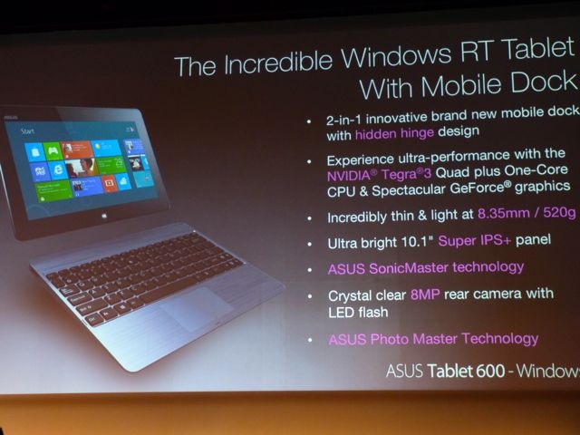 Tegra 3を搭載し、ARM版Windowsが動作する「Tablet 600」