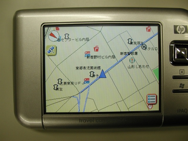 GPSモードの地図表示。
