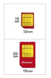 miniUIMカード（microSIM）とUIMカード（SIM）