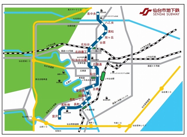仙台市地下鉄 南北線路線図