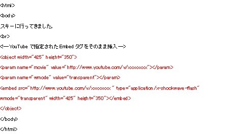 メール送信ページ（Video Descriptionに日本語が記述されていると文字化けすることがある）