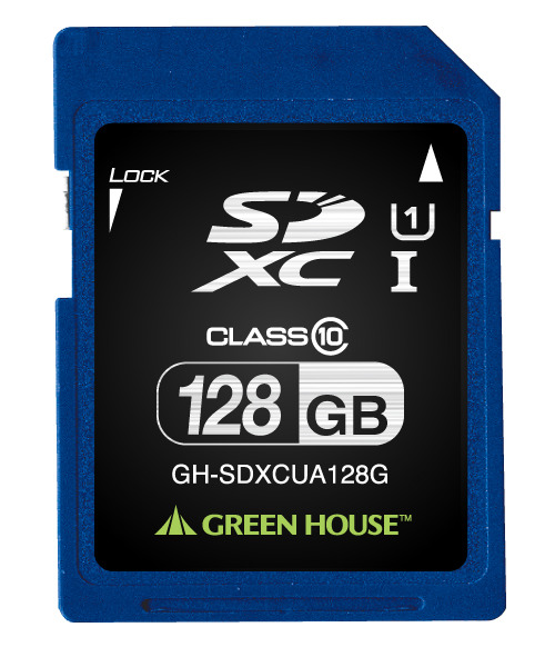 最大読み込み60MB/s、書き込み40MB/sの「UHS-I」対応のSDXCカード「GH-SDXCUA128G」