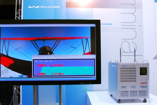 　WILLCOM FORUM ＆ EXPO 2007では、開発中の次世代PHSを用いて、ハイビジョン映像を流すデモンストレーションが行われている。