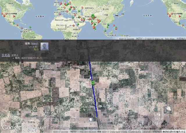 「Google Map Maker Pulse」サイトでは、リアルタイムで世界の地図が書き変えられていく様子が見られる