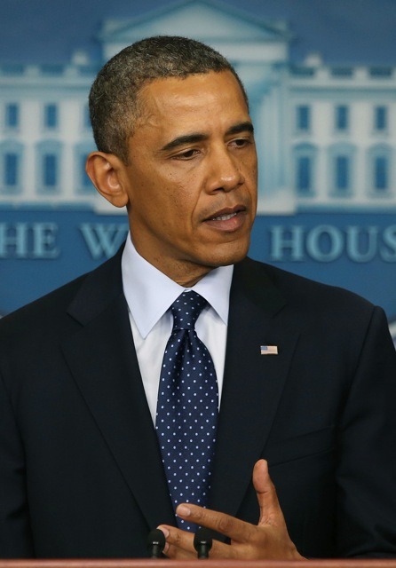 ボストンマラソン爆発テロについて声明するオバマ大統領（4月15日）