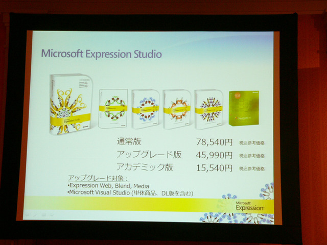 『Microsoft Expression Studio』の予想価格