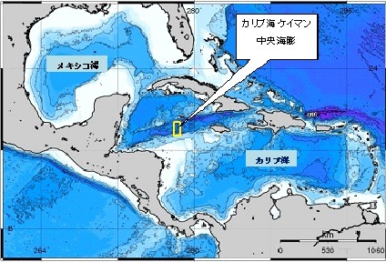 カリブ海中部のケイマンライズ付近の海域図