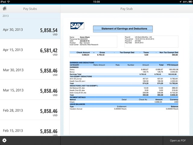 「SAP Fiori」給与明細