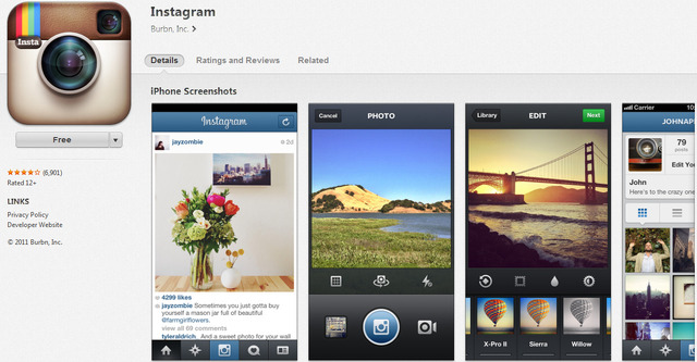 Instagram App Storeページ