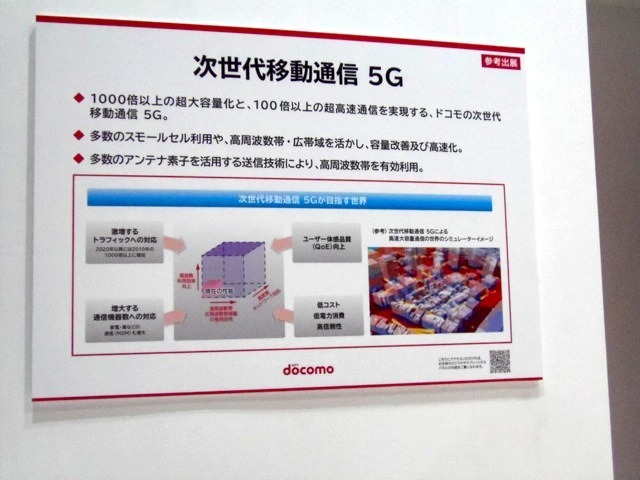 「5G」の主な特徴。従来の1000倍以上の超大容量と、100倍以上の超高速通信を実現