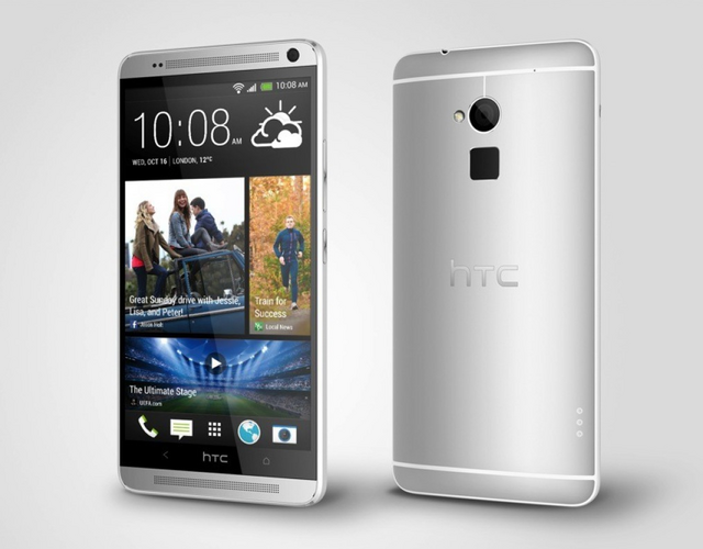 5.9インチのAndroid 4.3搭載スマートフォン「HTC One max」。背面に指紋センサーを搭載