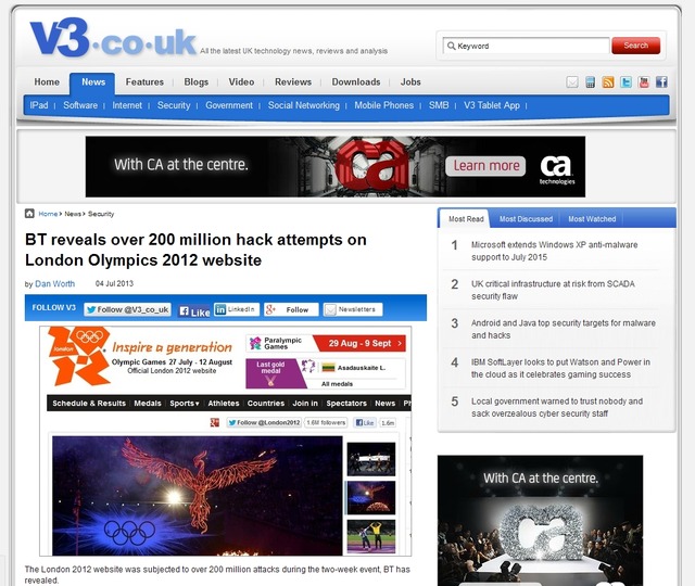 V3の2012年ロンドン五輪に関する報道