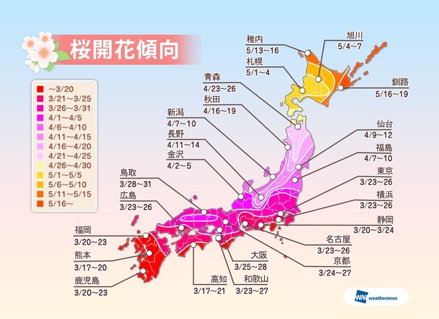 桜の開花傾向