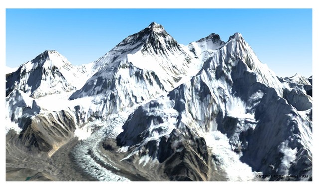 カラー処理を施したエベレストの3D地図