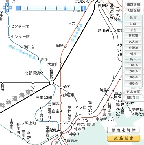 横浜周辺の路線図