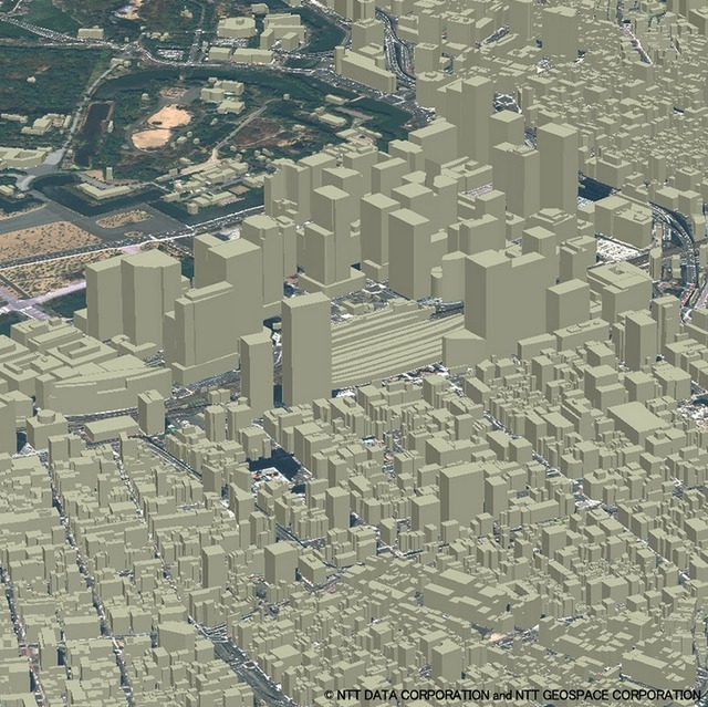 DigitalGlobe衛星画像を活用した高精細3次元地図（東京駅周辺）