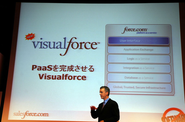「Successforce LIVE 2007」に登壇した米セールスフォース・ドットコムの共同創業者・テクノロジー統括責任者のパーカー・ハリス氏は、Visualforceをアピールした。