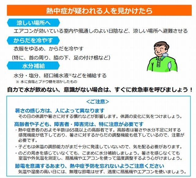 熱中症が疑われる人を見かけたら