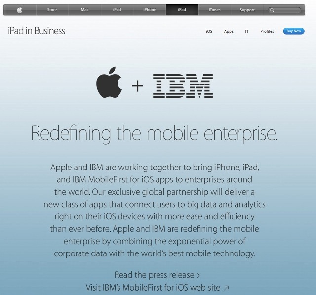 Apple「iPad in Business」サイト