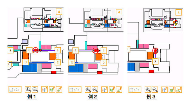 横浜ランドマークプラザ４Ｆにおける測位結果の例（グラフィック表示）
