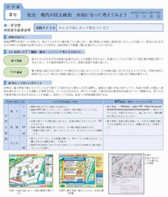 中学3年生の社会「市長になって考えてみよう」