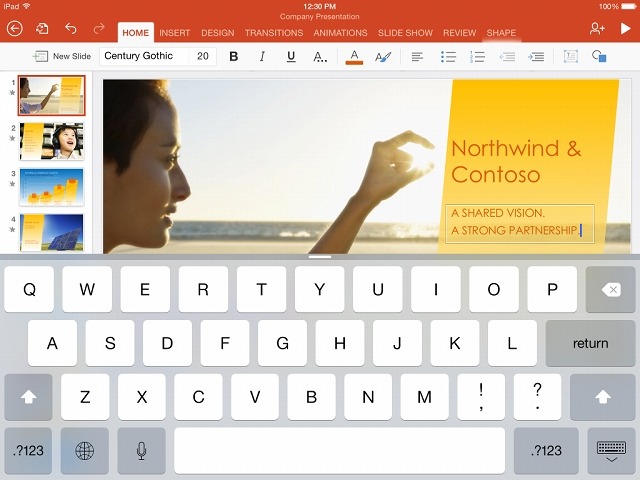 PowerPoint for iPadの画面